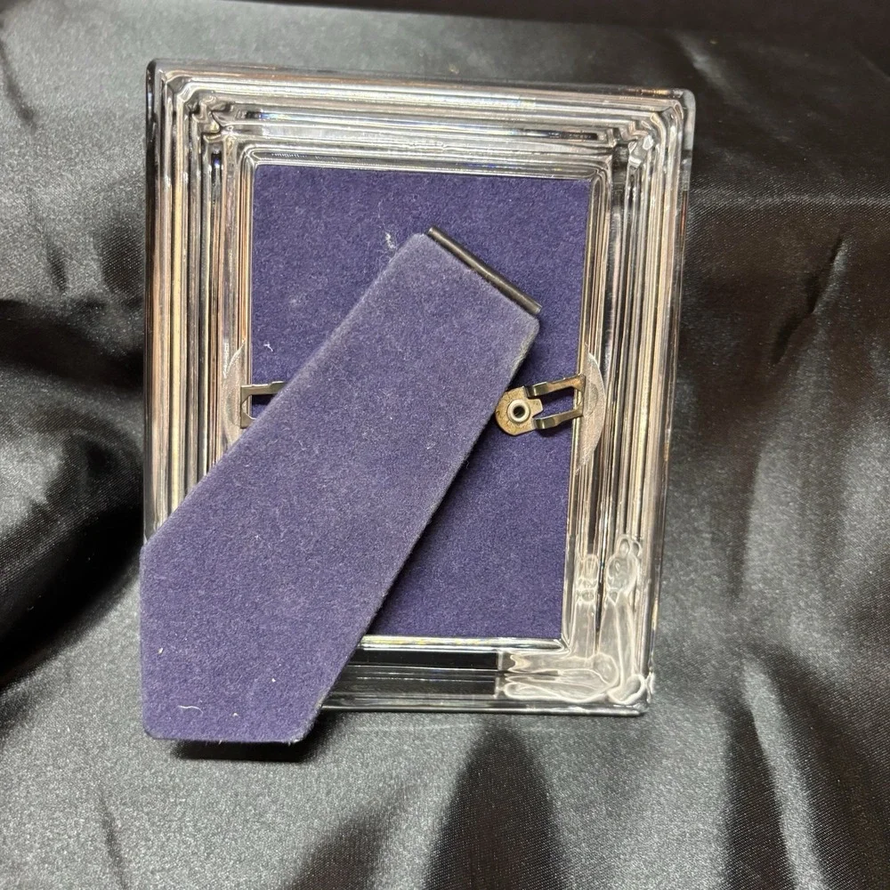 Lead Crystal Photo‎ Frame Frosted Bears Baby Heavy 3x4 Picture Opening No Flaws